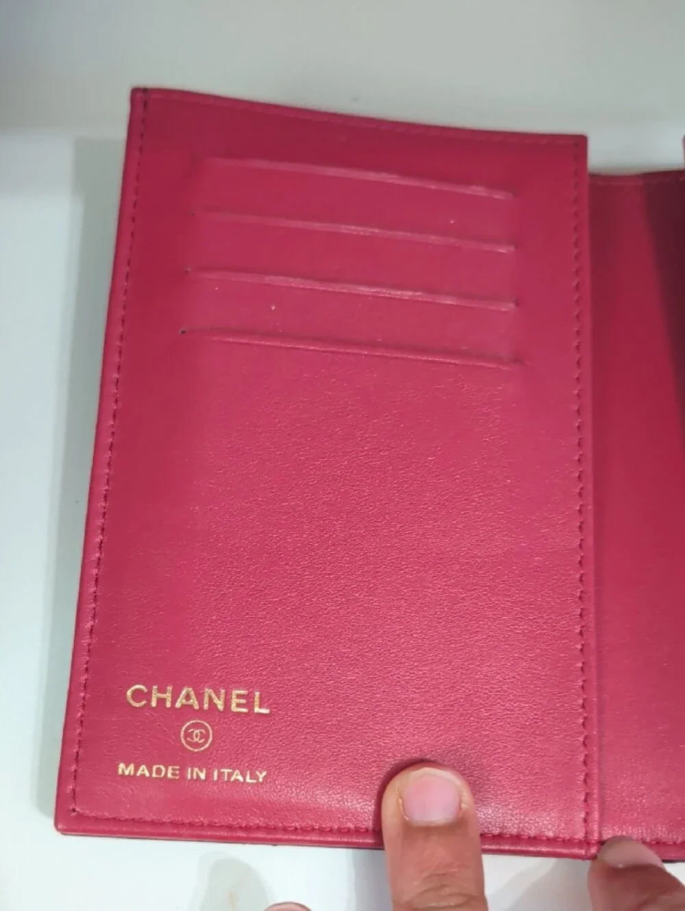 CHANEL Black Quilted Leather Card & Key Holder with Gold CC Chain Logo